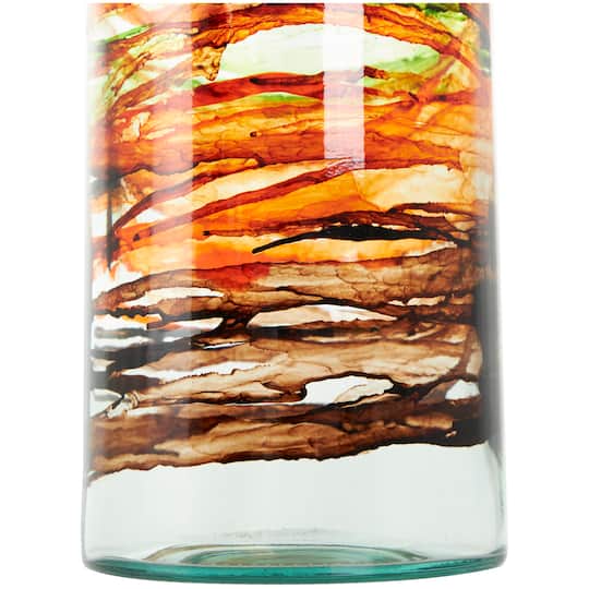 16" Orange & Brown Swirl Spanish Bottle Vase